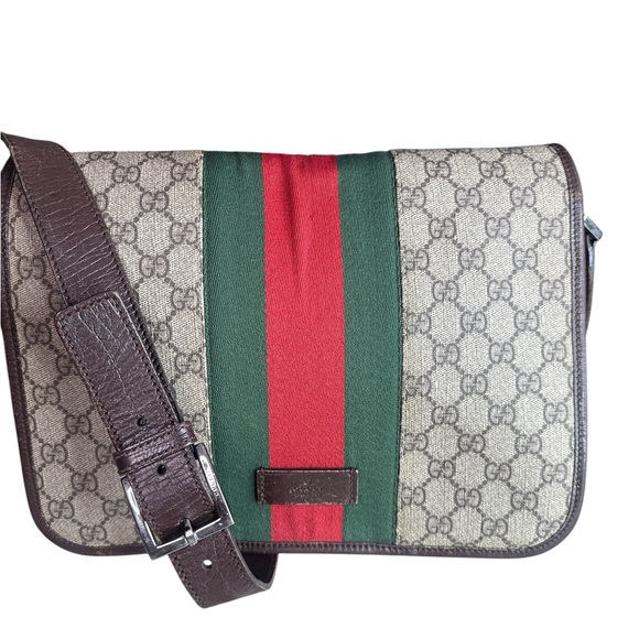 Gucci Beige and Red Men's Messenger Bag